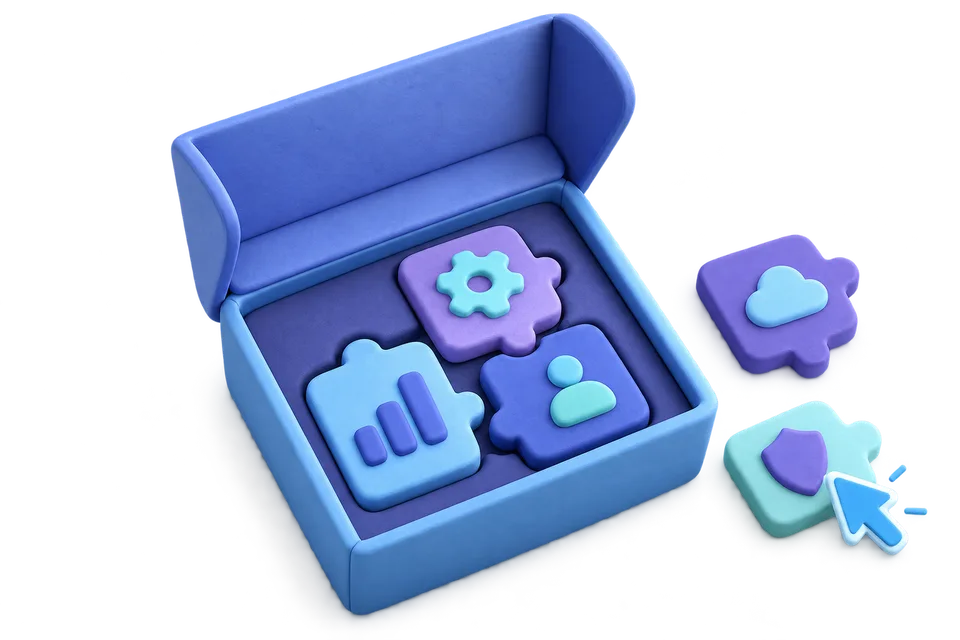 Concept illustration of choosing a starting solution and optional features