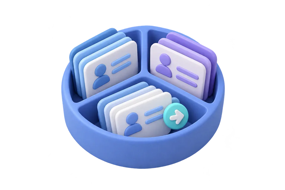Concept illustration of customer records organized with next actions